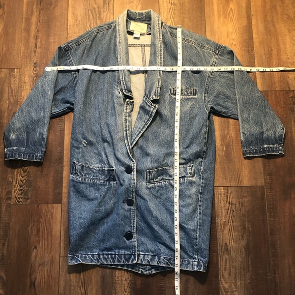 VTG Learsi Denim 3 Button Long Jacket. Women’s Size Medium.Thy Length Small Hole - Picture 5 of 6